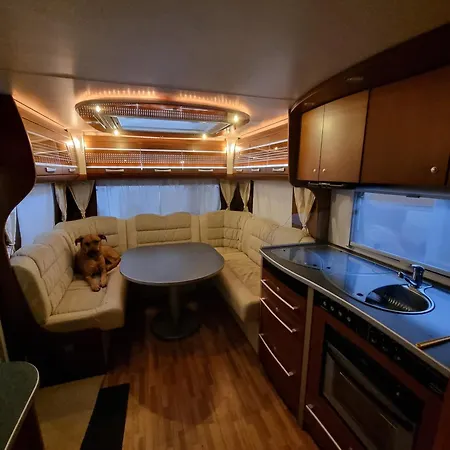 Klimatisierter Caravan Mit Umzaeuntem Stellplatz